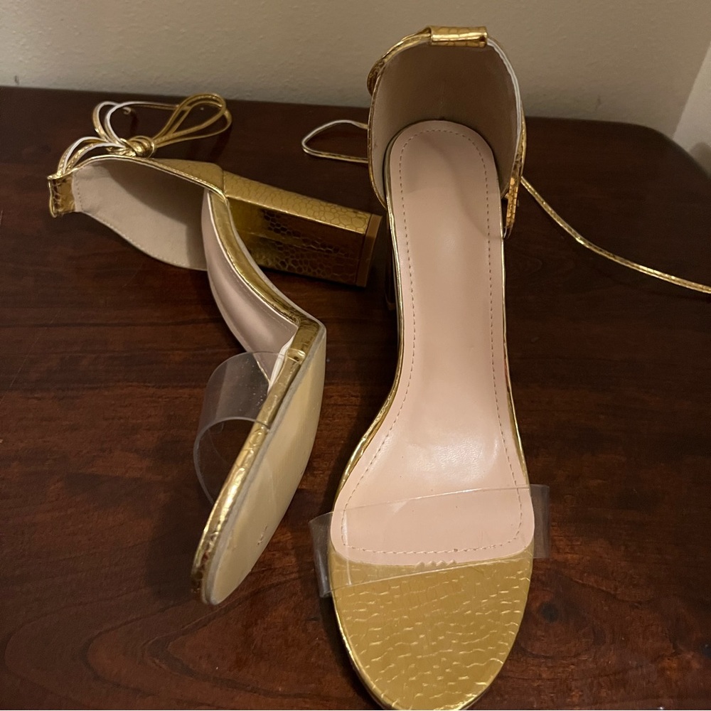 Gold Strappy heel